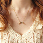 Double Horn Moon Taurus Gold Charm Necklace