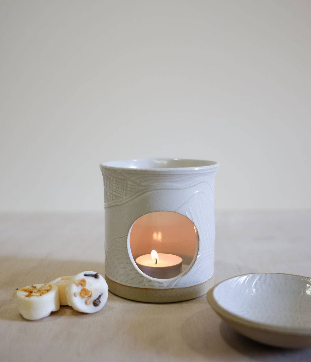 Handmade Wax Melt Burners: Speckled White