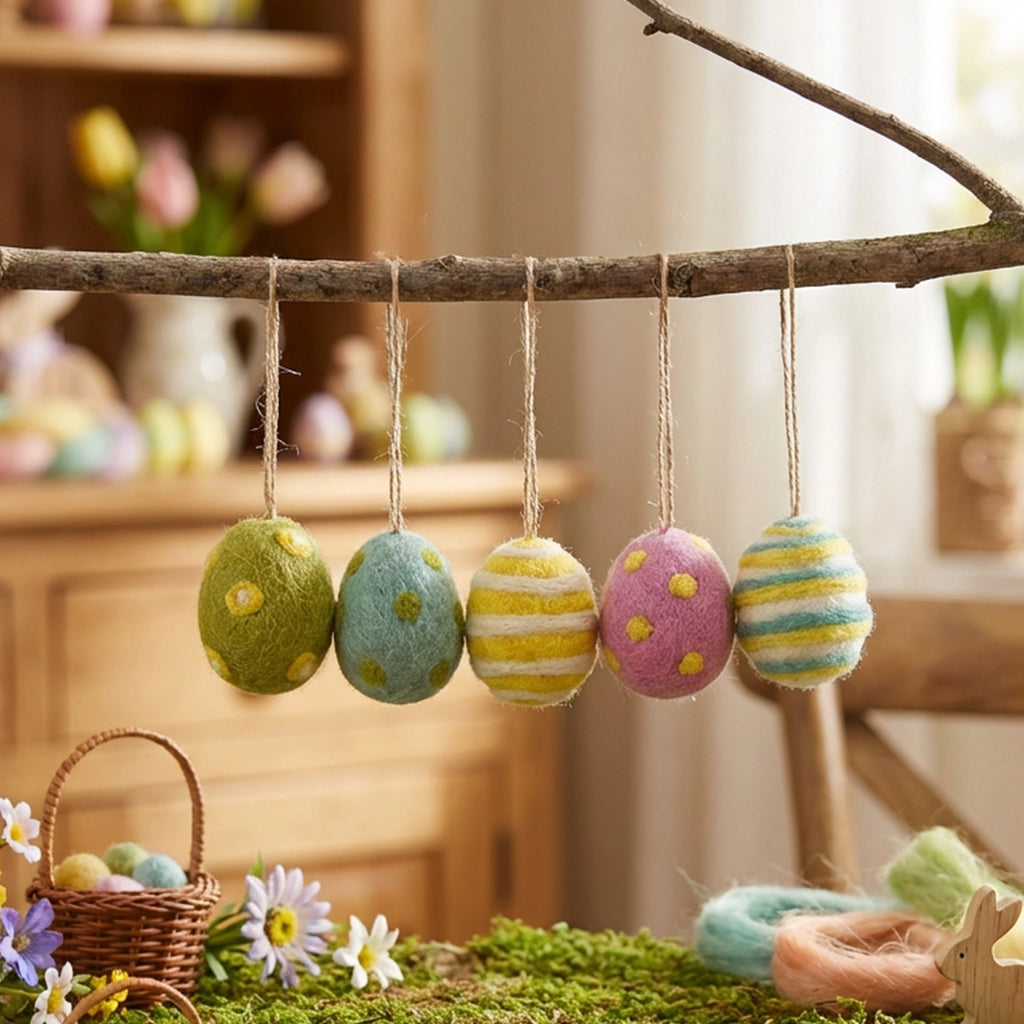 Handmade Felt Small Easter Eggs (Set of 5)