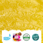 award logos on top of a colour swatch of yellow makeup remover balm