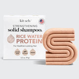 Kitsch Rice Water Protein strengthening solid shampoo bar with packaging on a white background