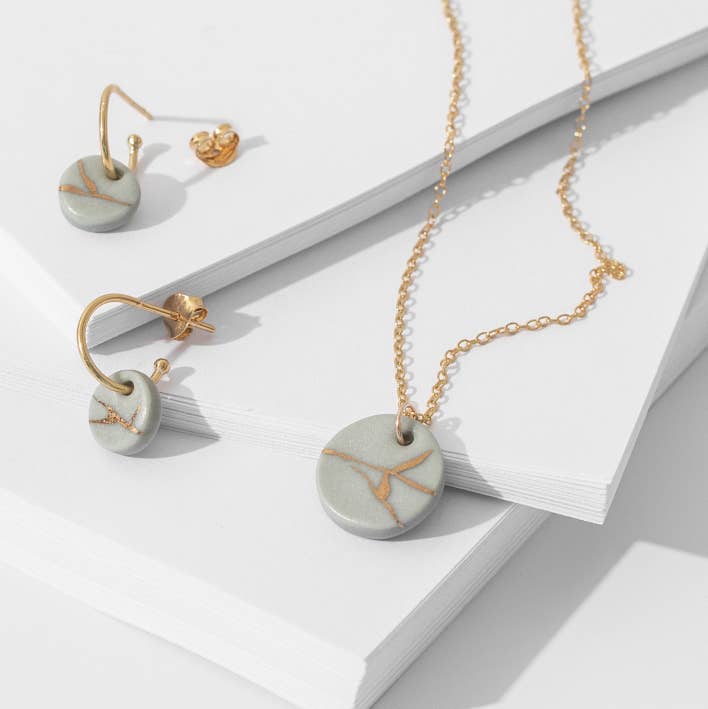 Clay with Gold Kintsiguri Earrings