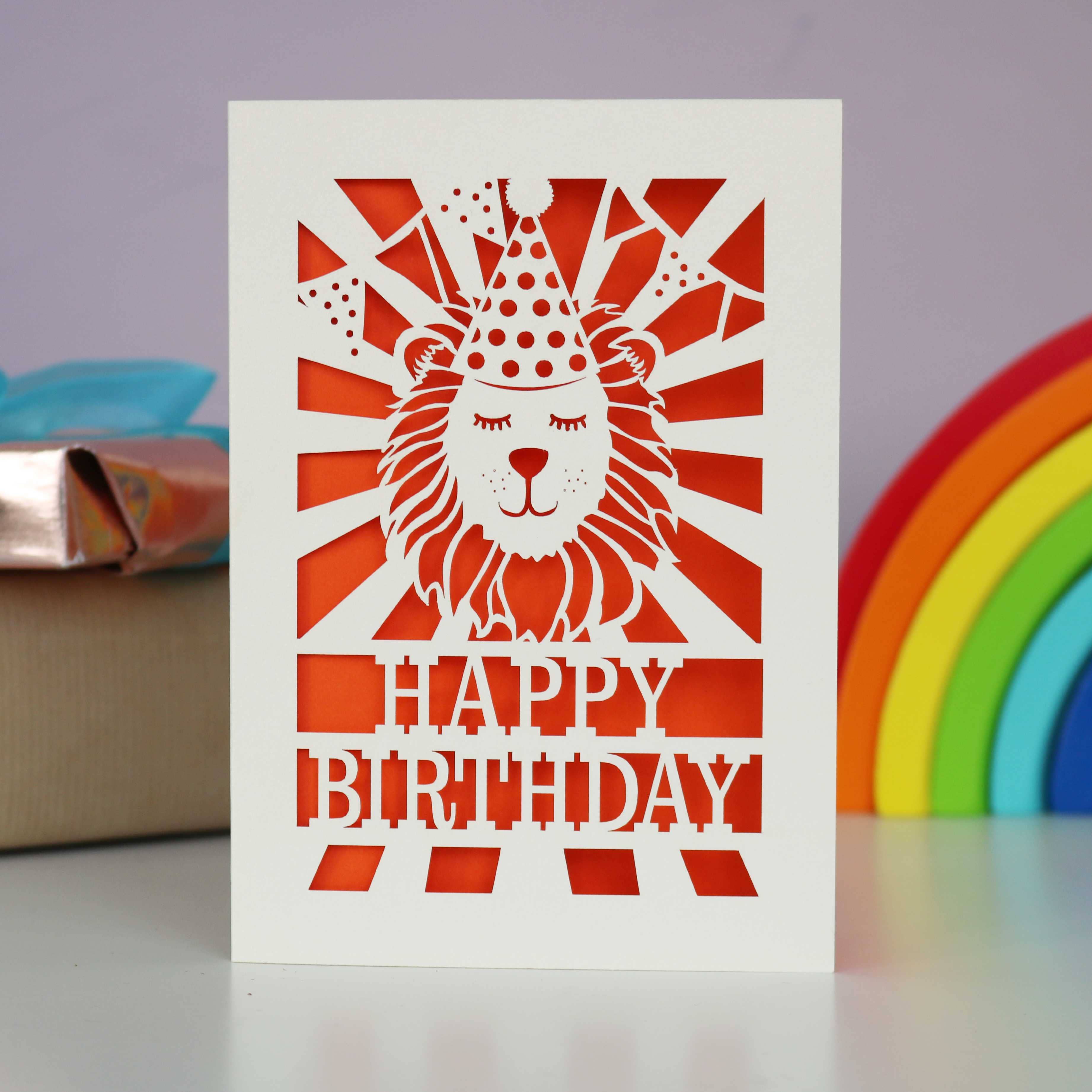 Lion Laser Cut Birthday Card, A6