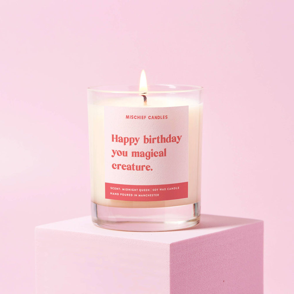 Funny Birthday Gift For Her Magical Creature Candle: Pink / Chilled Vibes / 30cl