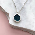 Silver & Petrol Blue Circle Necklace