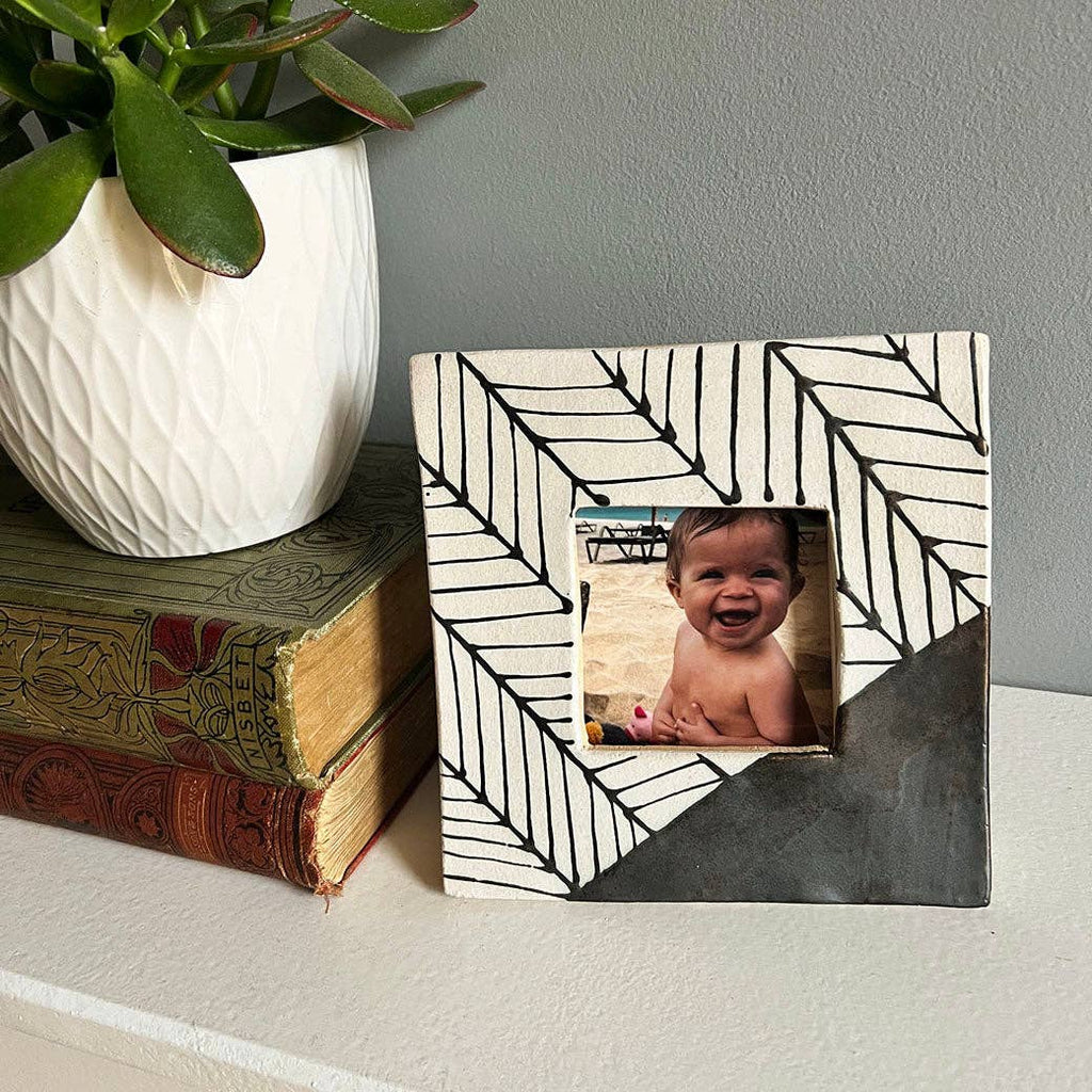Black Herringbone Wall Photo Frame - Wall Hanging