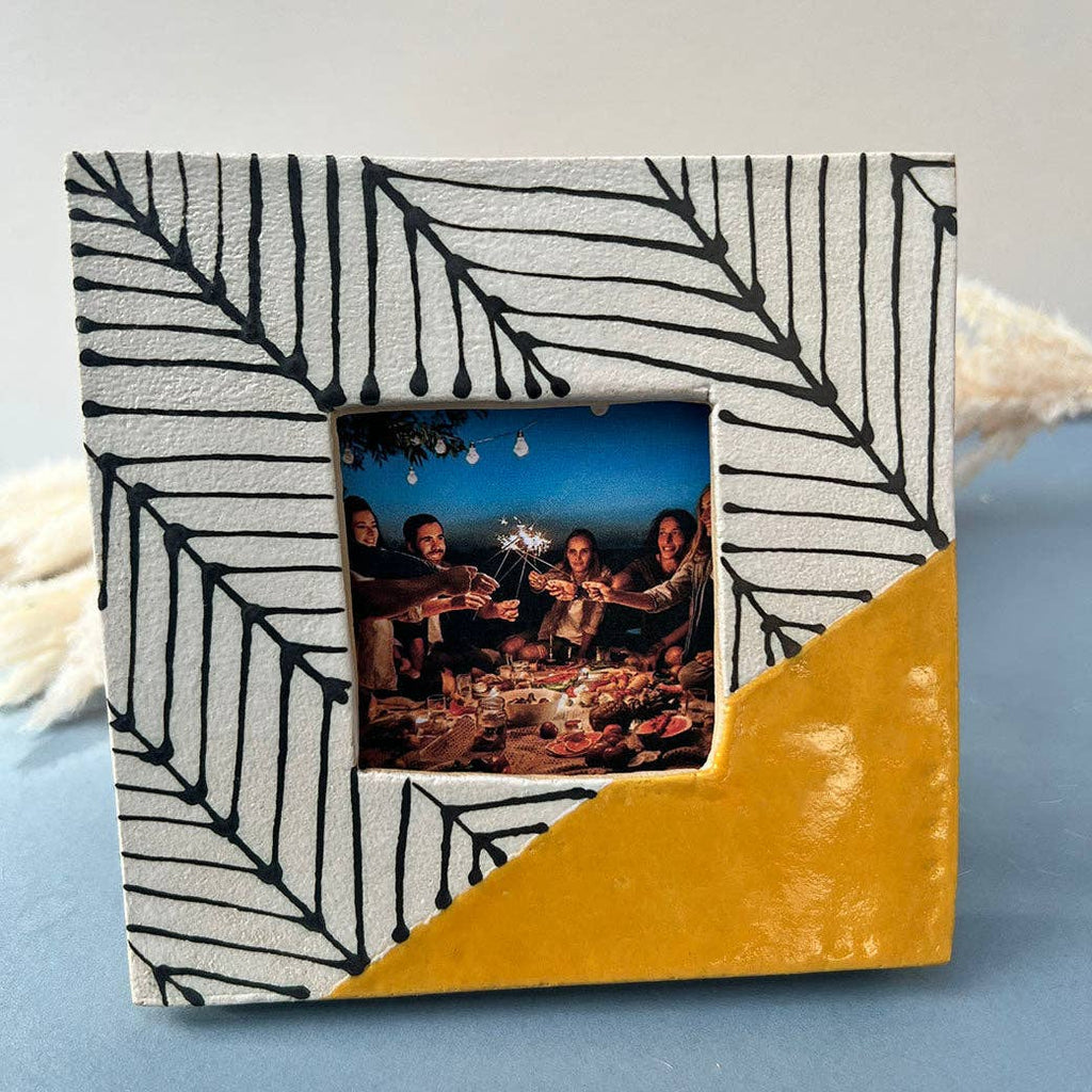 Mustard Herringbone Photo Frame - Wall Hanging