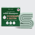 Kitsch Volumising solid shampoo bar with packaging featuring rosemary and biotin on a white background