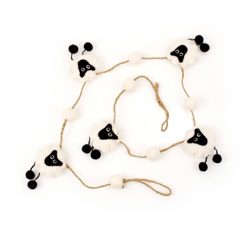 Handmade Felt Sheep Garland