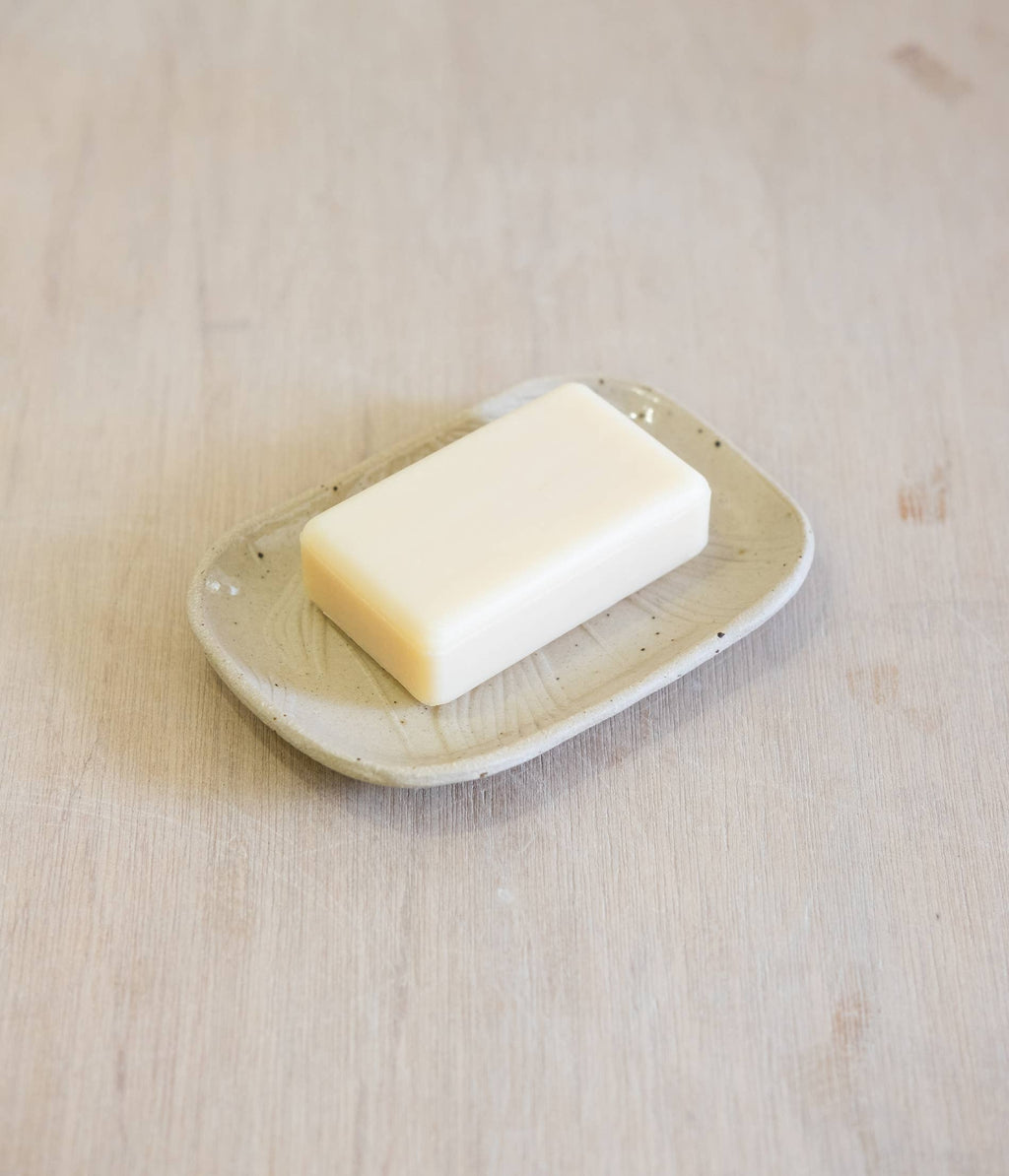 Handmade Ceramic Soap Dish: Speckled White