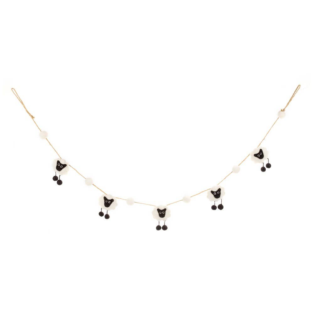 Handmade Felt Sheep Garland