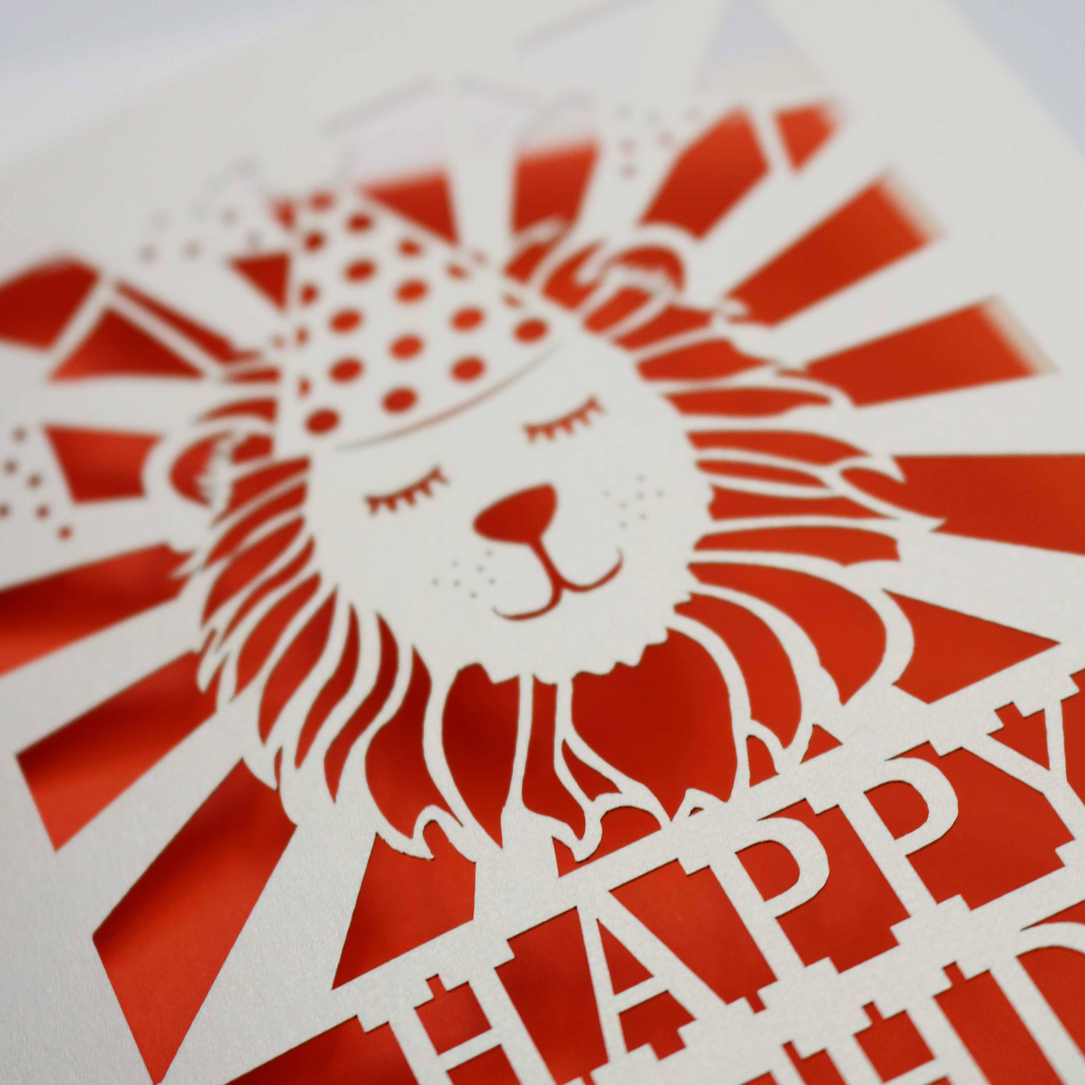 Lion Laser Cut Birthday Card, A6