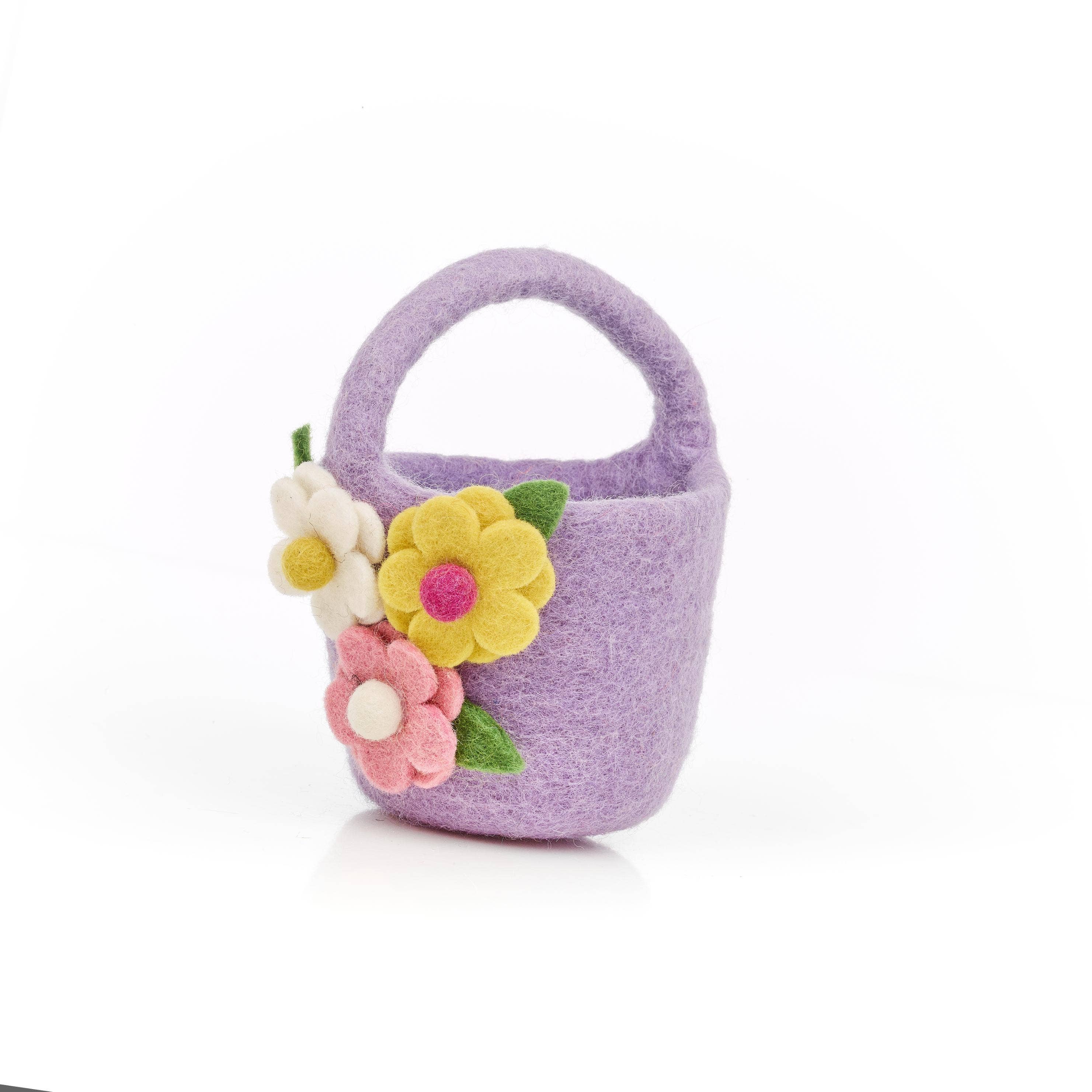 Handmade Felt Eggcellent Easter Buckets: Purple Flower