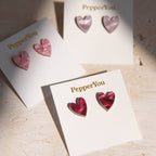 I Heart You Stud Earrings : Merlot Red Marble