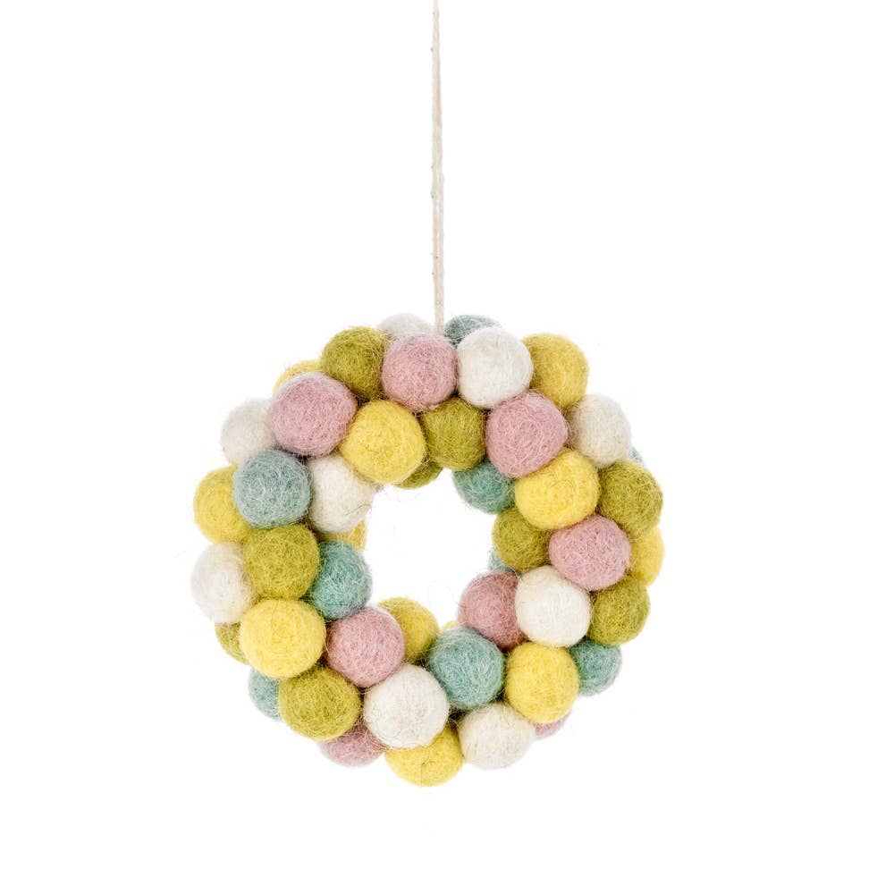 Mini Felt Easter Wreath - Handmade Hanging Decoration