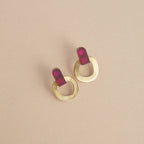 Around Brass Stud Earrings : Aubergine