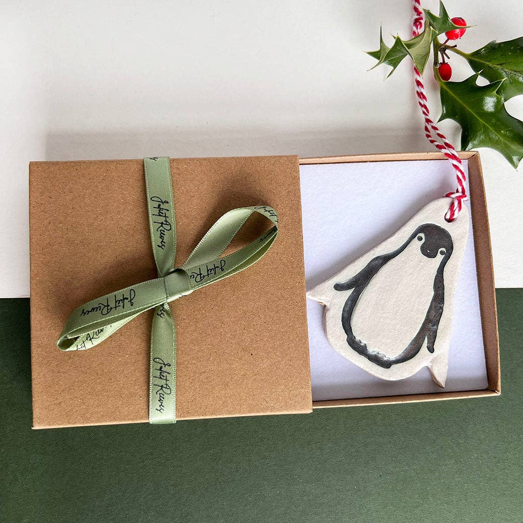 Ceramic Penguin Christmas Decoration
