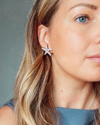 Starfish Pearly White Stud Earrings