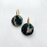 Marble Circle Hoop Earrings: Orange/Teal