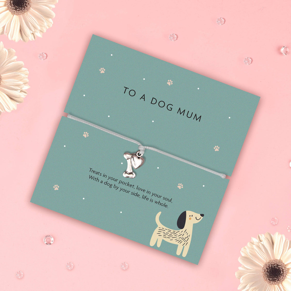 Dog Mum – Bone & Heart Charm Bracelet
