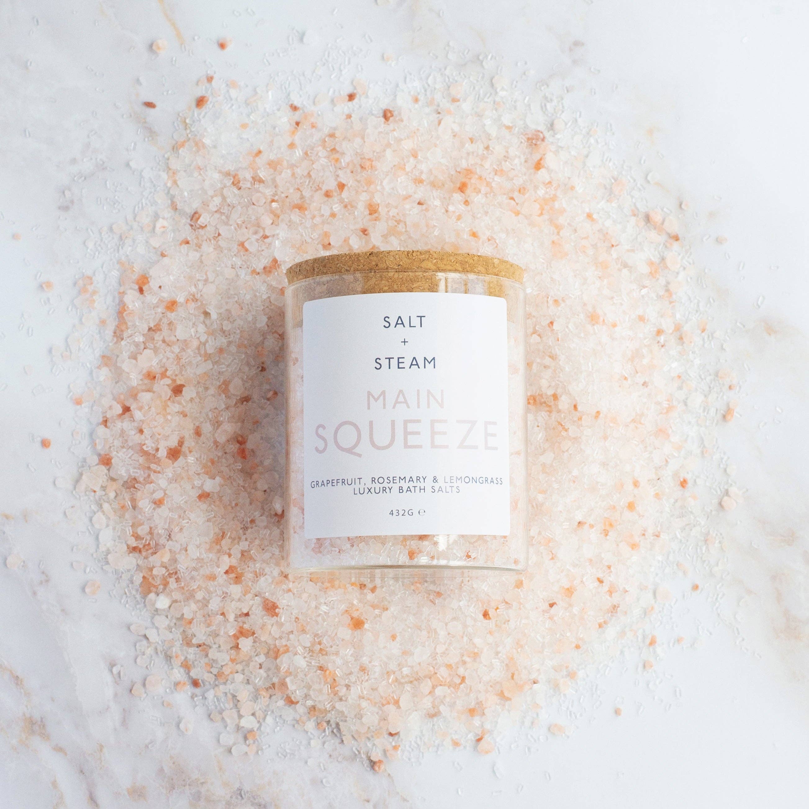 Main Squeeze - Grapefruit and Rosemary Bath Salts, 432g Jar