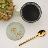 Green and Gold Wild Flower Coasters: Set of 4