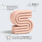 Kitsch Shampoo Bar with text highlighting its benefits on a light gray background