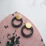 Green Ring Stud Earrings