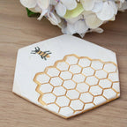 Hexagonal Ceramic Bee Coaster