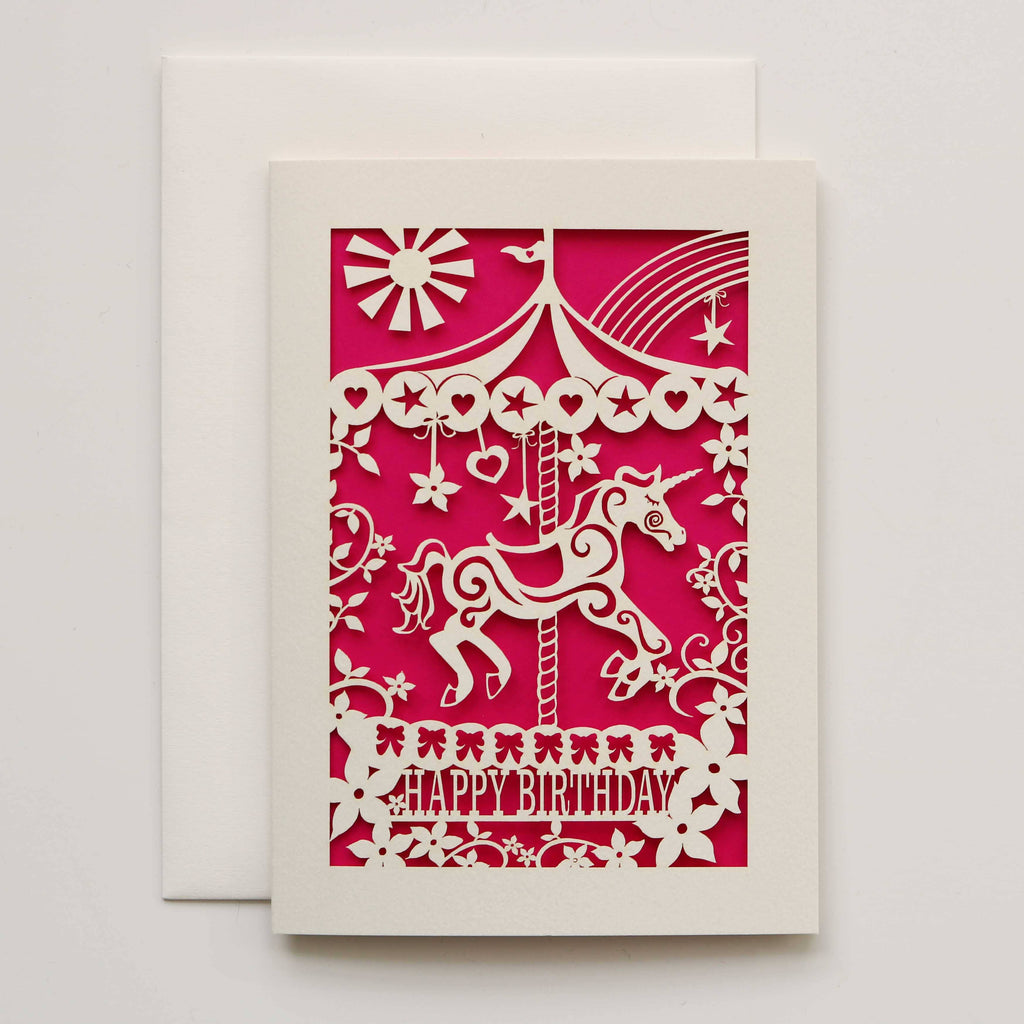 Carousel A6 Laser Cut Birthday Card