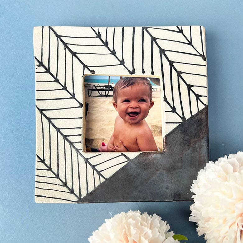 Black Herringbone Wall Photo Frame - Wall Hanging