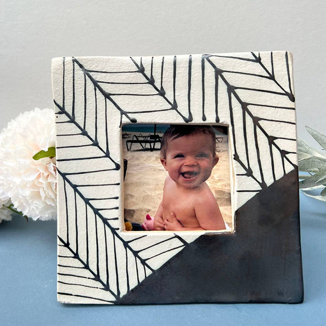 Black Herringbone Wall Photo Frame - Wall Hanging