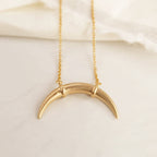 Double Horn Moon Taurus Gold Charm Necklace