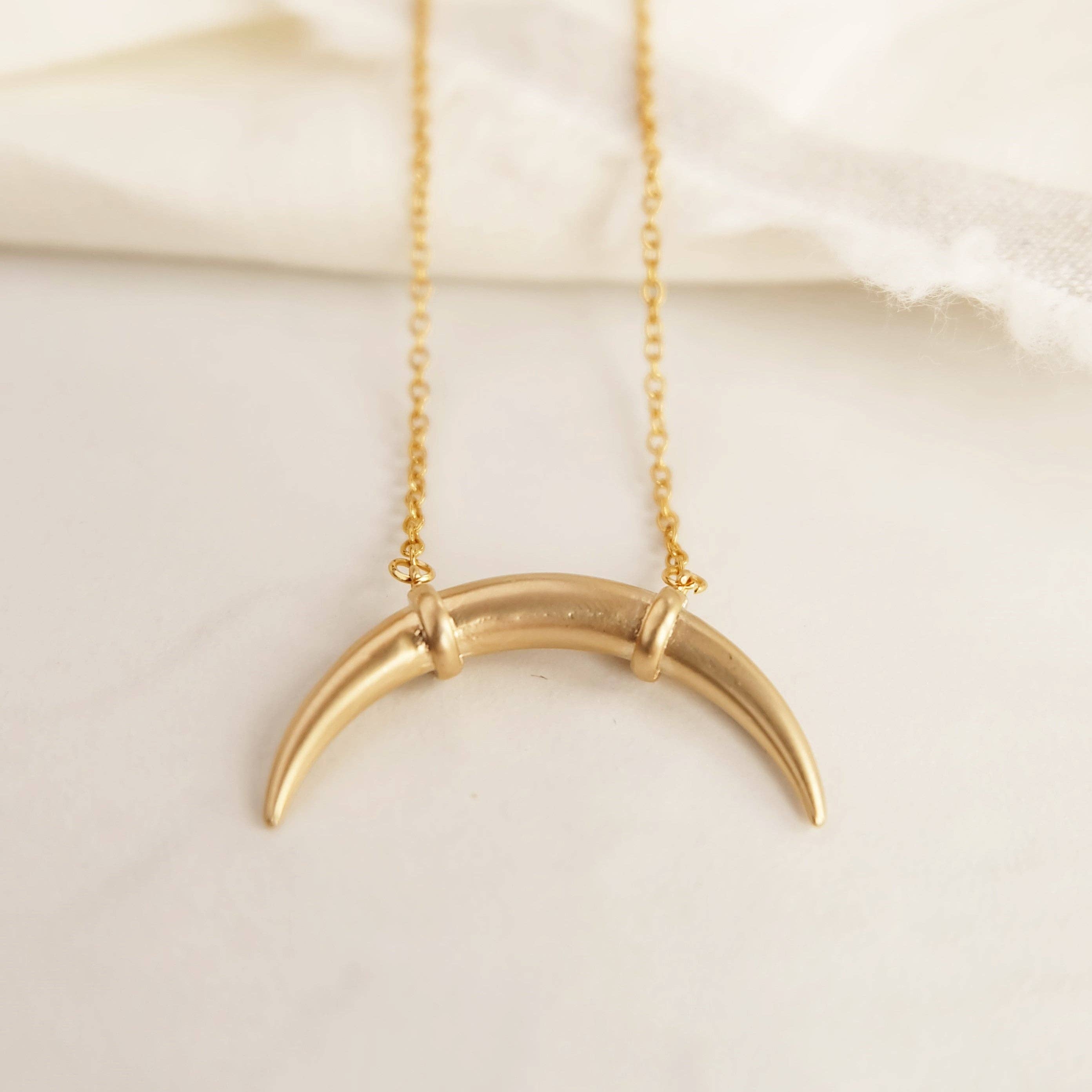 Double Horn Moon Taurus Gold Charm Necklace