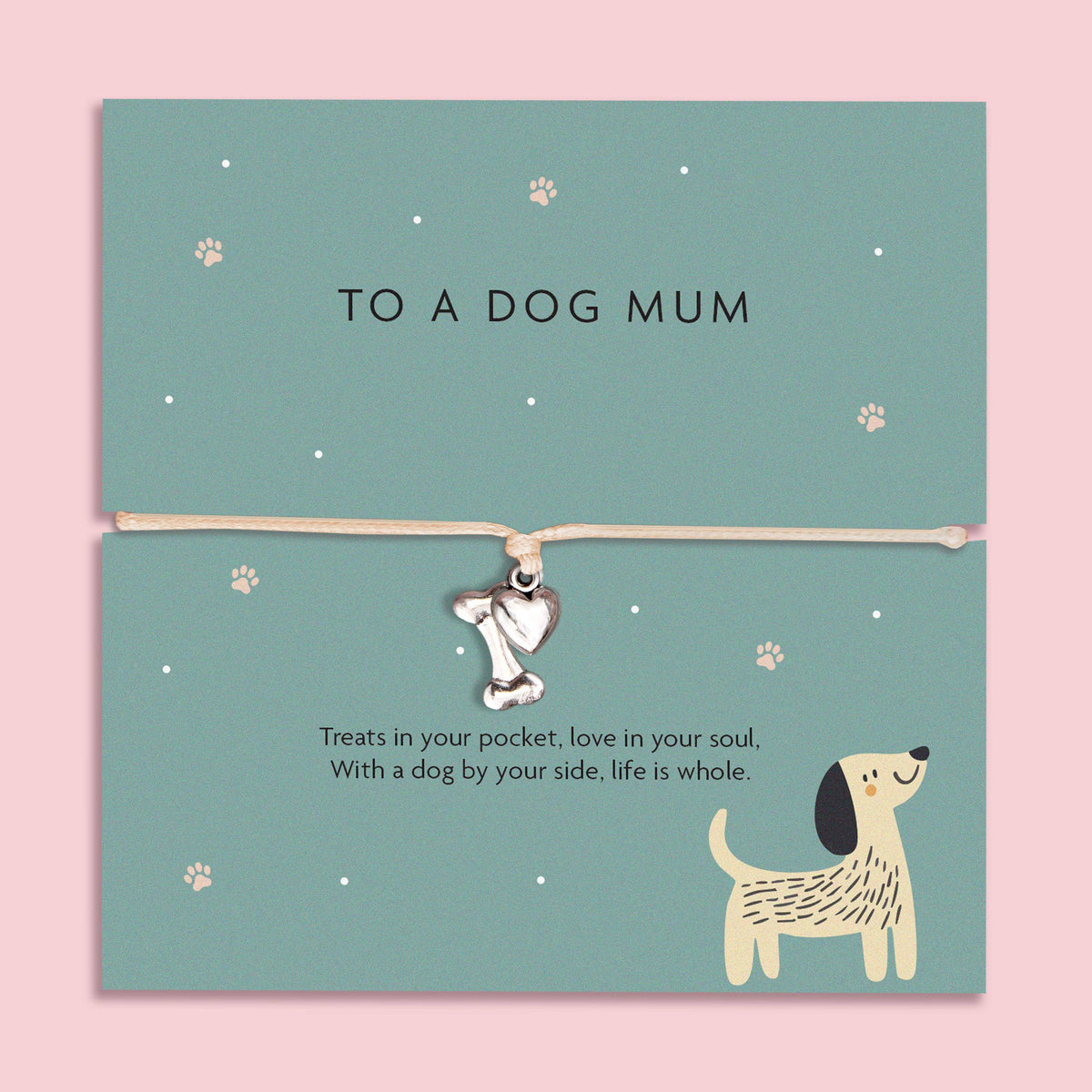 Dog Mum – Bone & Heart Charm Bracelet