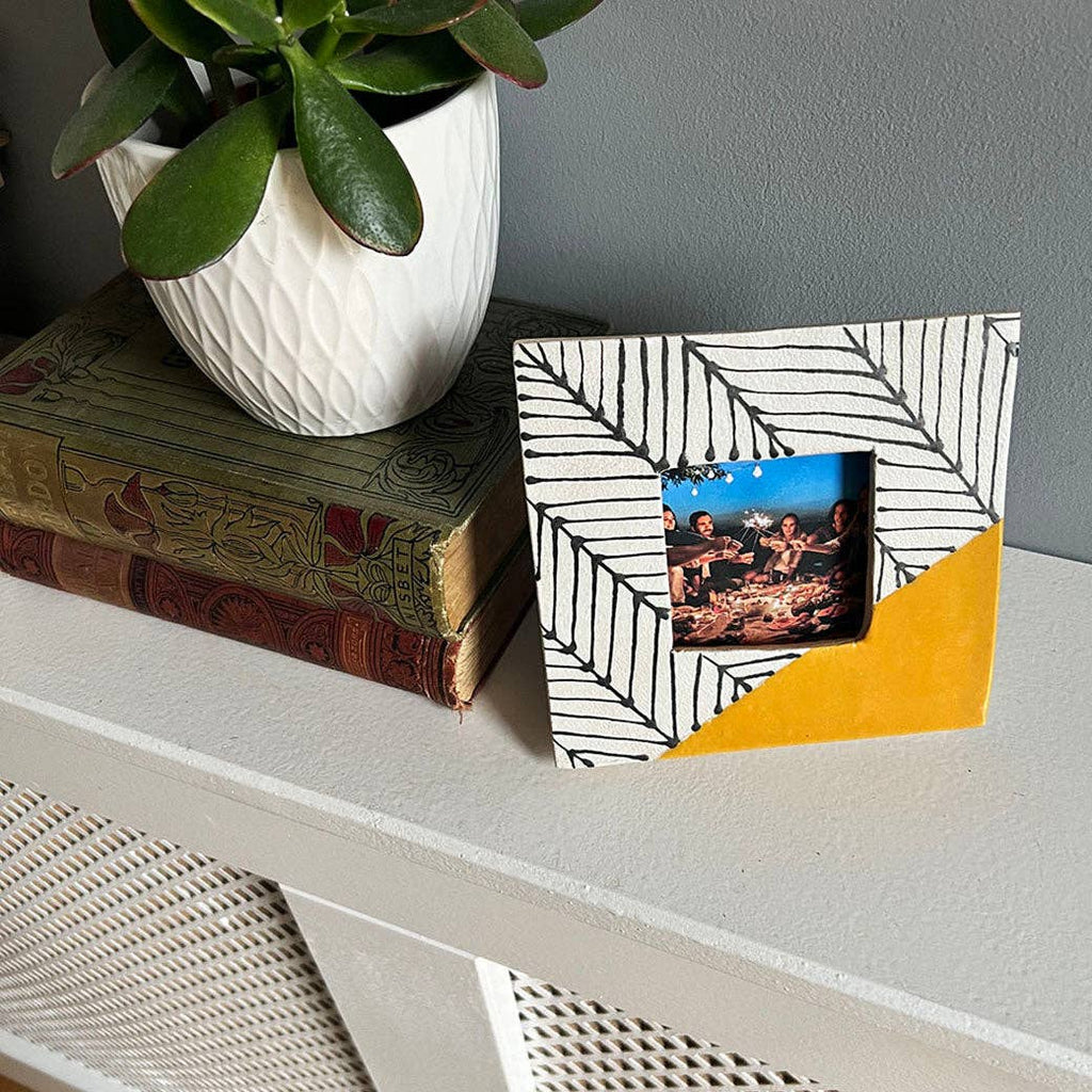 Mustard Herringbone Photo Frame - Wall Hanging