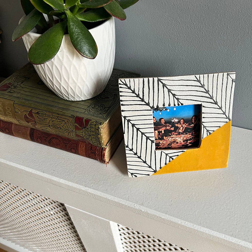 Mustard Herringbone Photo Frame - Wall Hanging