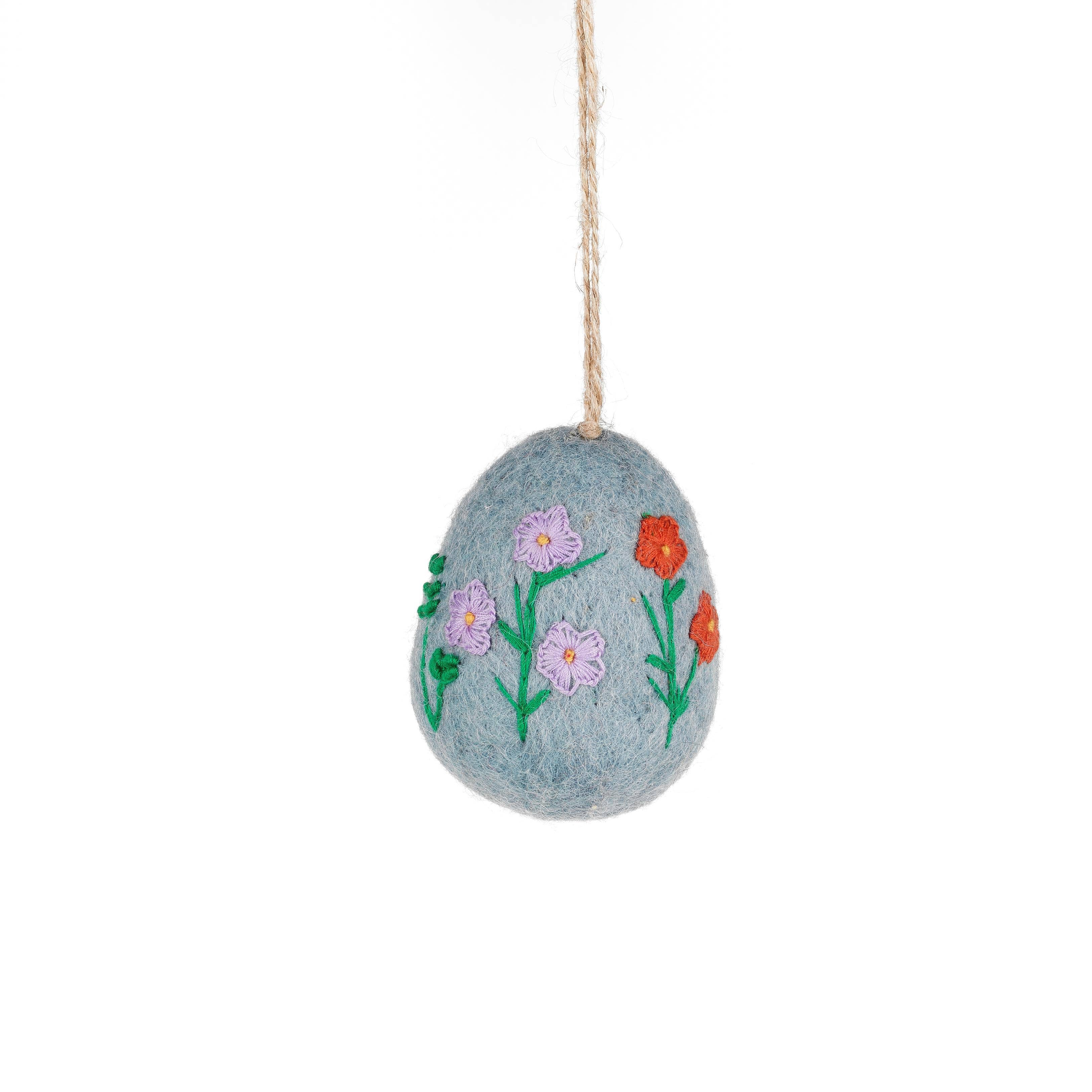 Handmade Large Felt Floral Easter Eggs (Pack of 5)