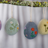 Handmade Large Felt Floral Easter Eggs (Pack of 5)