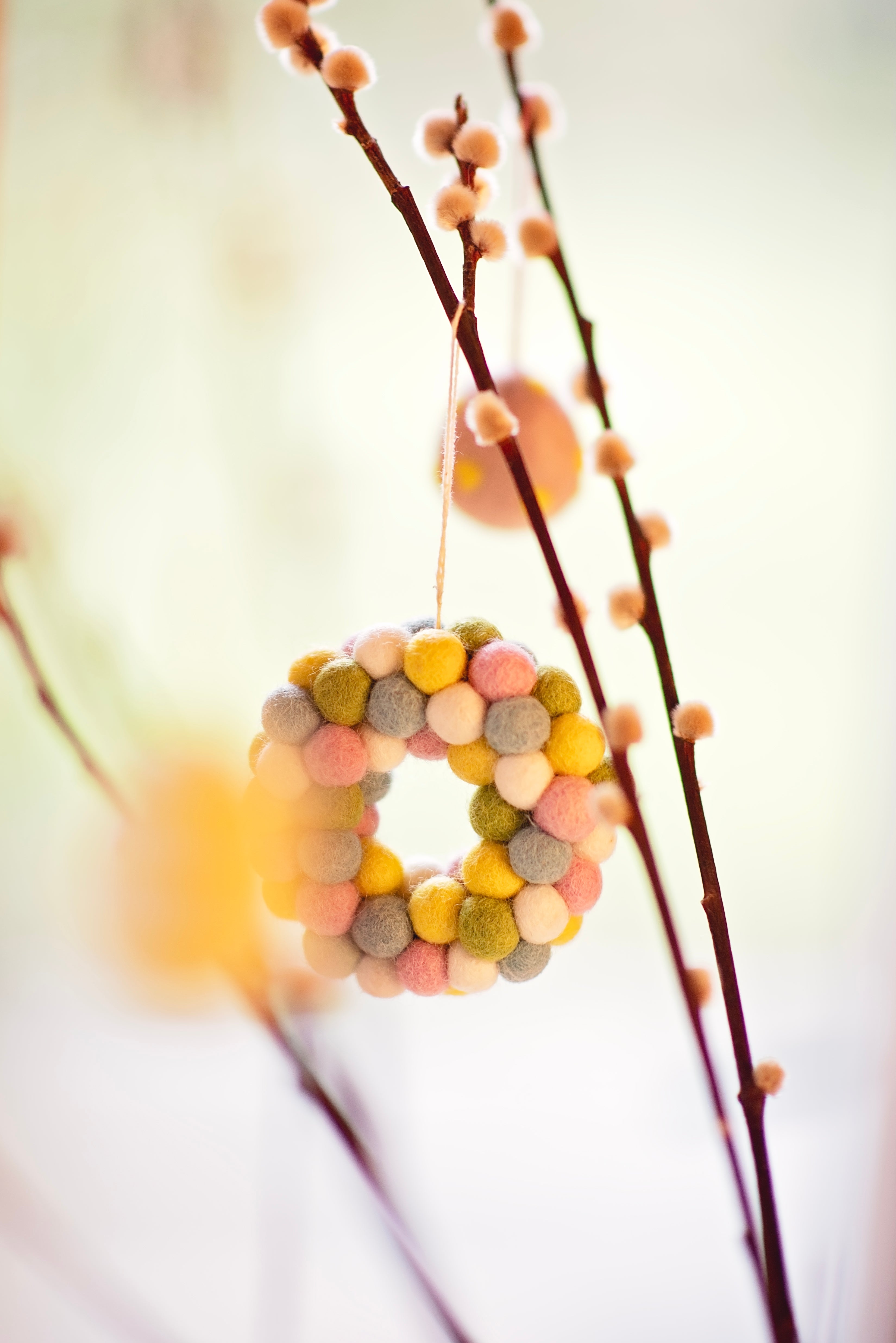 Mini Felt Easter Wreath - Handmade Hanging Decoration
