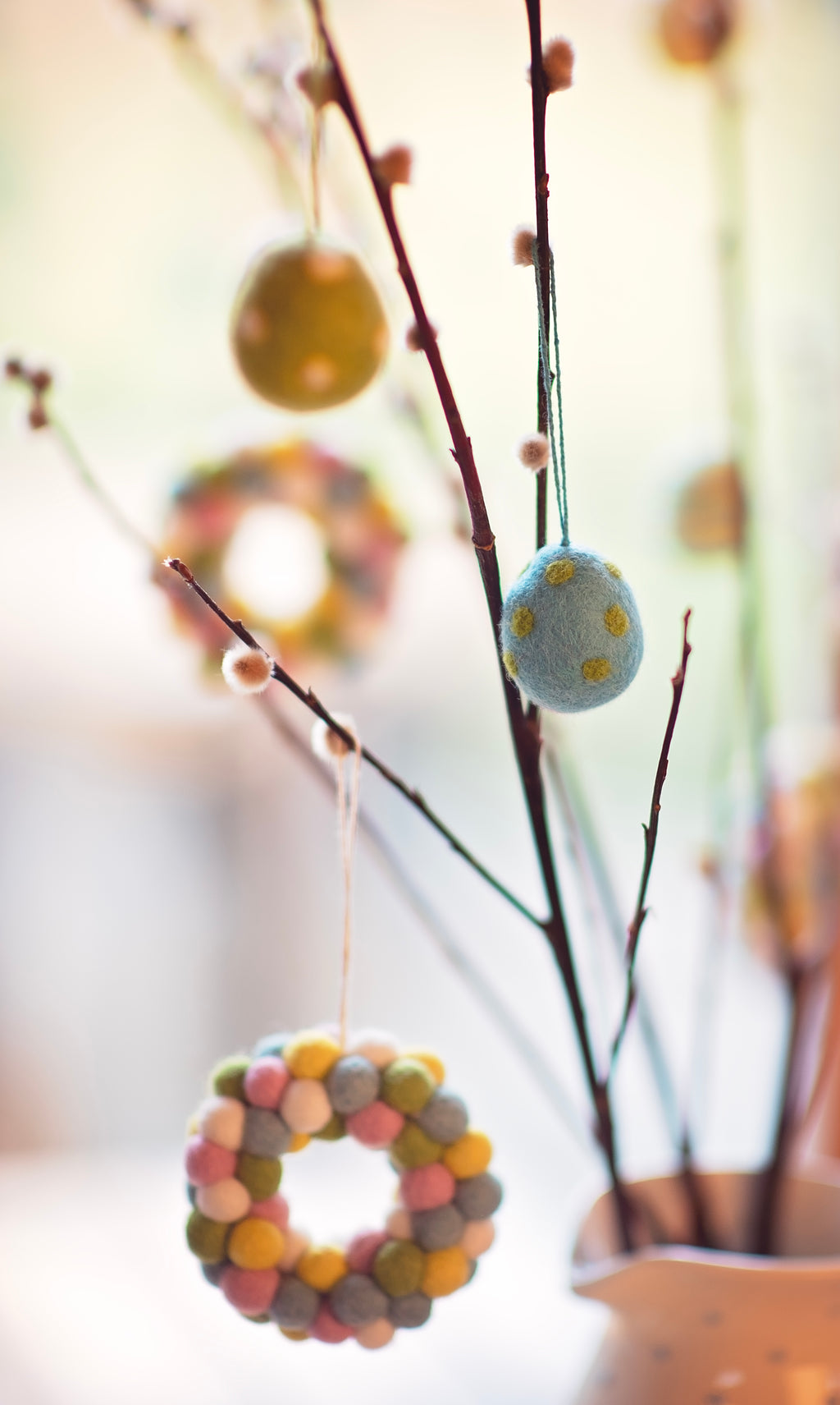Mini Felt Easter Wreath - Handmade Hanging Decoration