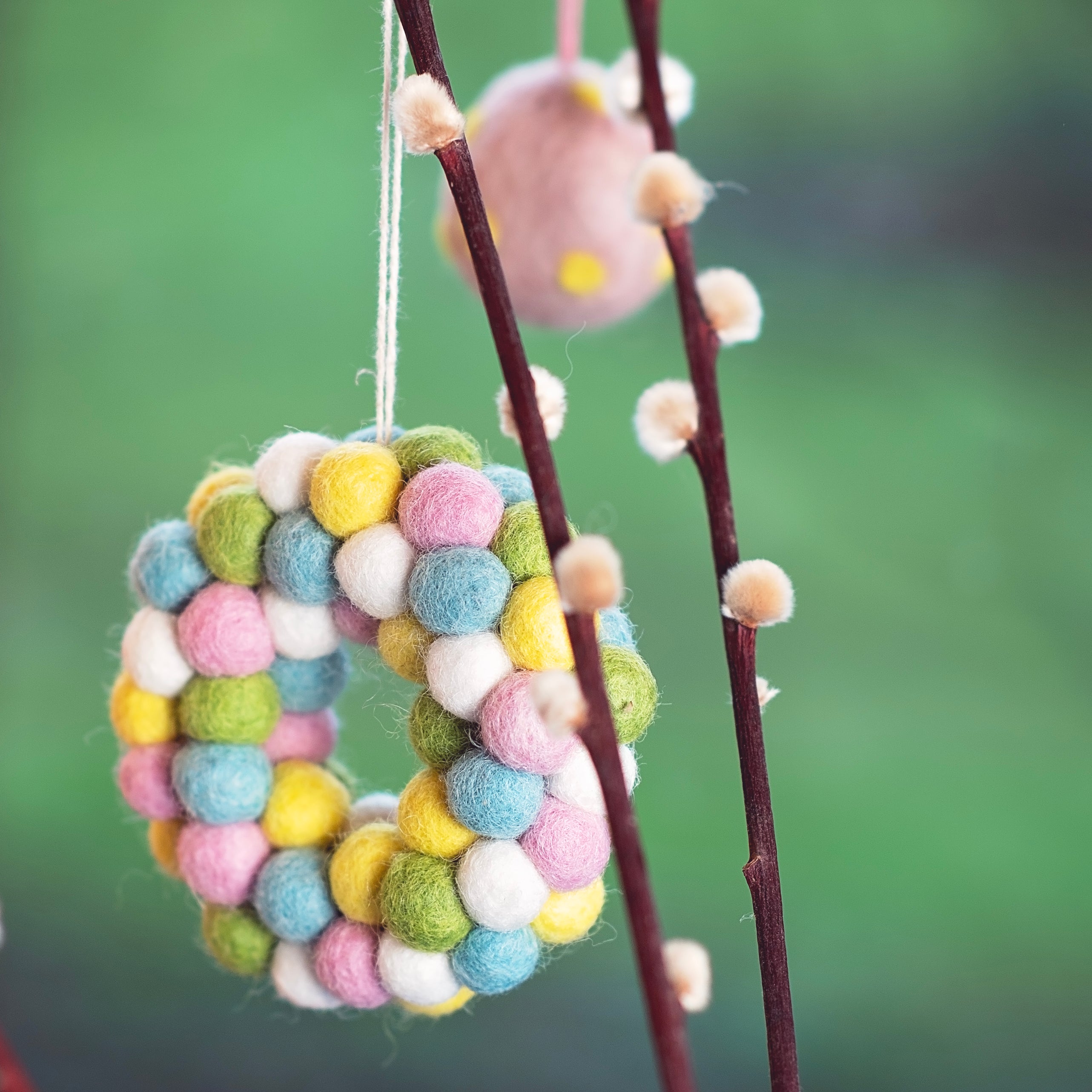 Mini Felt Easter Wreath - Handmade Hanging Decoration