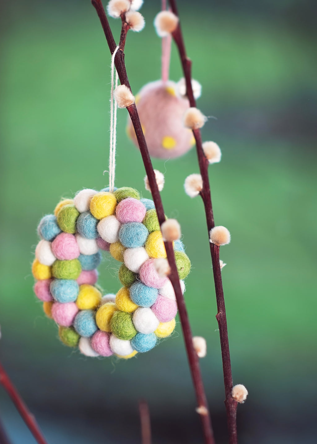 Mini Felt Easter Wreath - Handmade Hanging Decoration