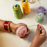 Handmade Large Felt Floral Easter Eggs (Pack of 5)