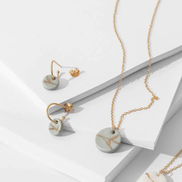 Clay with Gold Kintsiguri Necklace