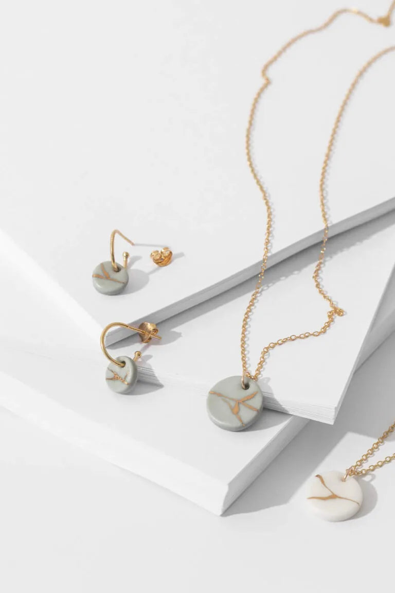 Clay with Gold Kintsiguri Necklace