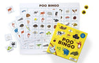 Poo Bingo game set with cards and board on a white background