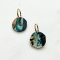 Marble Circle Hoop Earrings: Orange/Teal