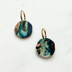 Marble Circle Hoop Earrings: Orange/Teal