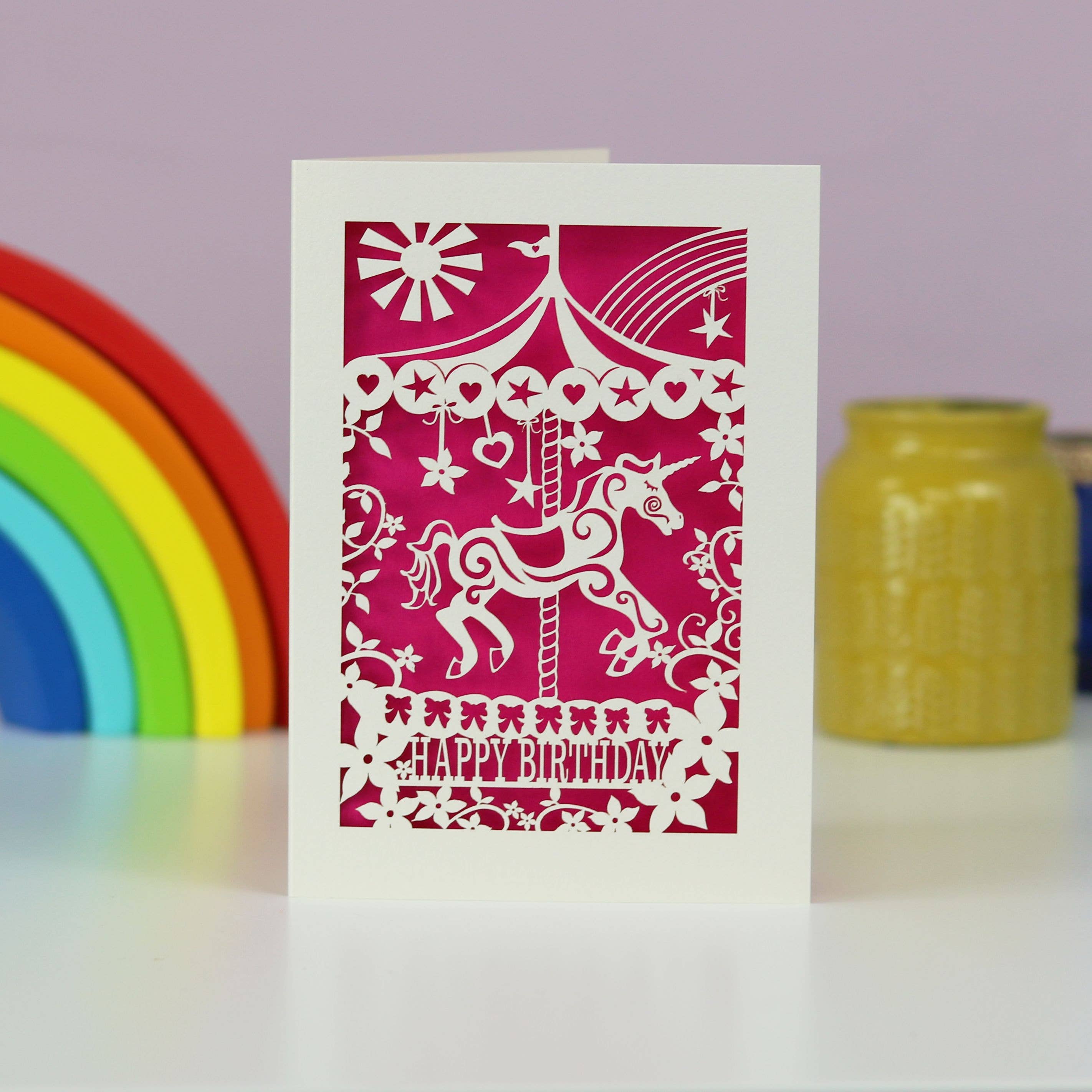 Carousel A6 Laser Cut Birthday Card